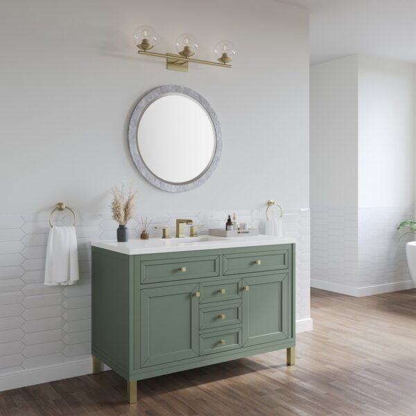 James Martin 305-V48-3WZ Chicago 48 Inch Single Vanity with 3cm White Zeus Quartz Top