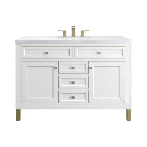 James Martin 305-V48-GW-3AF Chicago 48 Inch Glossy White Single Sink Vanity with 3 cm Arctic Fall Top