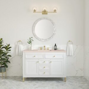 James Martin 305-V48-GW-3EMR Chicago 48 Inch Glossy White Single Sink Vanity with 3 cm Eternal Marfil Top