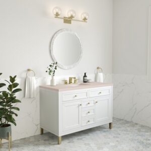 James Martin 305-V48-GW-3EMR Chicago 48 Inch Glossy White Single Sink Vanity with 3 cm Eternal Marfil Top