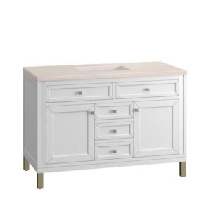 James Martin 305-V48-GW-3EMR Chicago 48 Inch Glossy White Single Sink Vanity with 3 cm Eternal Marfil Top