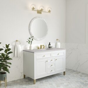 James Martin 305-V48-GW-3ESR Chicago 48 Inch Glossy White Single Sink Vanity with 3 cm Eternal Serena Top