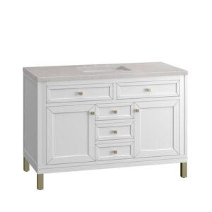 James Martin 305-V48-GW-3ESR Chicago 48 Inch Glossy White Single Sink Vanity with 3 cm Eternal Serena Top