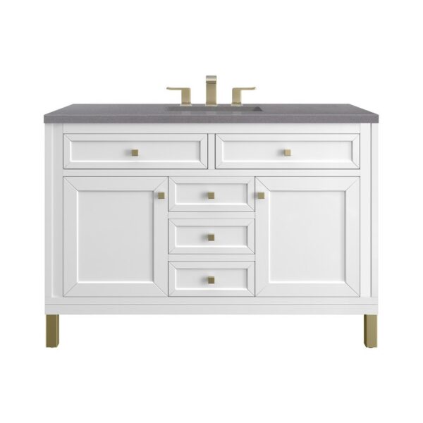 James Martin 305-V48-GW-3GEX Chicago 48 Inch Glossy White Single Sink Vanity with 3 cm Grey Expo Top