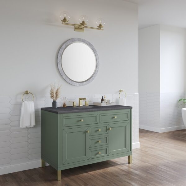 James Martin 305-V48-SC-3CSP Chicago 48 Inch Smokey Celadon Single Sink Vanity with 3 cm Charcoal Soapstone Top