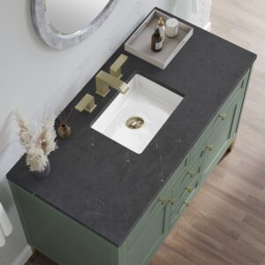 James Martin 305-V48-SC-3CSP Chicago 48 Inch Smokey Celadon Single Sink Vanity with 3 cm Charcoal Soapstone Top