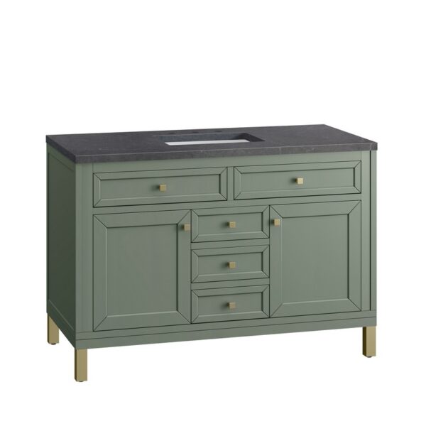 James Martin 305-V48-SC-3CSP Chicago 48 Inch Smokey Celadon Single Sink Vanity with 3 cm Charcoal Soapstone Top