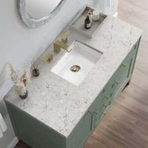 James Martin 305-V48-SC-3EJP Chicago 48 Inch Smokey Celadon Single Sink Vanity with 3 cm Eternal Jasmine Pearl Top