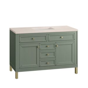 James Martin 305-V48-SC-3EMR Chicago 48 Inch Smokey Celadon Single Sink Vanity with 3 cm Eternal Marfil Top