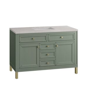 James Martin 305-V48-SC-3ESR Chicago 48 Inch Smokey Celadon Single Sink Vanity with 3 cm Eternal Serena Top