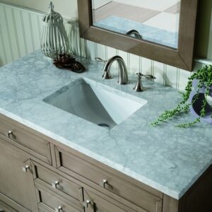 James Martin 305-V48-WWW-3CAR Chicago 48 Inch Whitewashed Walnut Single Vanity with 3 cm Carrara Marble Top