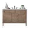 James Martin 305-V48-WWW-3ENC Chicago 48 Inch Single Vanity Cabinet with Ethereal Noctis Quartz Top - Whitewashed Walnut