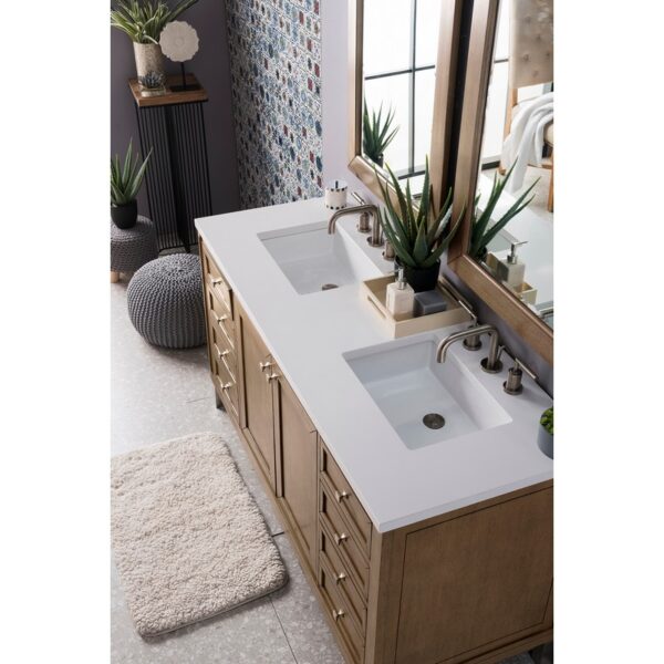 James Martin 305-V60D-3WZ Chicago 60 Inch Double Vanity with 3cm White Zeus Quartz Top