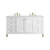 James Martin 305-V60D-GW-3AF Chicago 60 Inch Glossy White Double Sink Vanity with 3 cm Arctic Fall Top