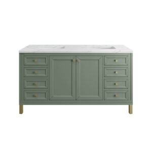 James Martin 305-V60D-SC-3ENC Chicago 60 Inch Smokey Celadon Double Sink Vanity with 3 cm Ethereal Noctis Top