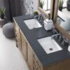 James Martin 305-V60D-WWW-3CSP Chicago 60 Inch Double Vanity in Whitewashed Walnut with 3 cm Charcoal Soapstone Quartz Top with Sink