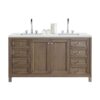 James Martin 305-V60D-WWW-3ENC Chicago 60 Inch Double Vanity Cabinet with Ethereal Noctis Quartz Top - Whitewashed Walnut