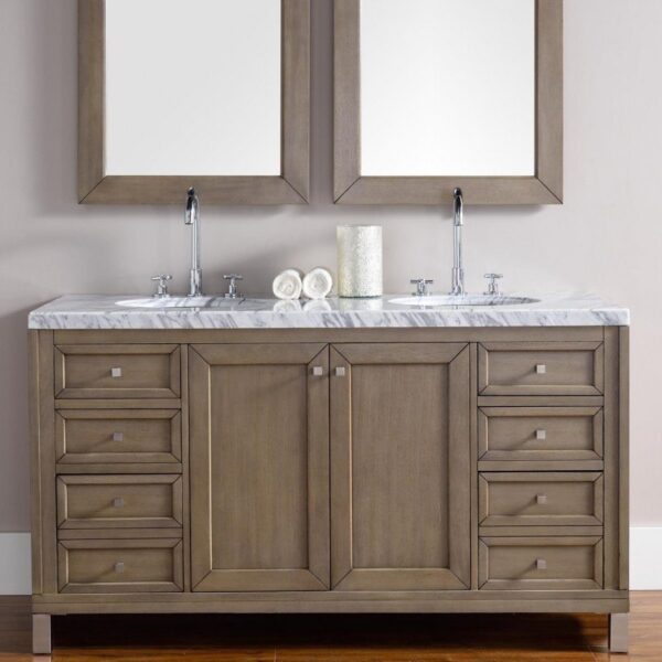 James Martin 305-V60D-WWW Chicago 60 Inch Double Vanity in Whitewashed Walnut