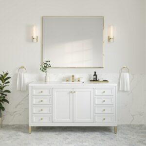 James Martin 305-V60S-3WZ Chicago 60 Inch Single Vanity with 3cm White Zeus Quartz Top