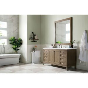 James Martin 305-V60S-3WZ Chicago 60 Inch Single Vanity with 3cm White Zeus Quartz Top