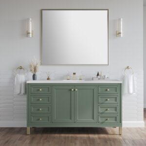 James Martin 305-V60S-3WZ Chicago 60 Inch Single Vanity with 3cm White Zeus Quartz Top