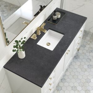 James Martin 305-V60S-GW-3CSP Chicago 60 Inch Glossy White Single Sink Vanity with 3 cm Charcoal Soapstone Top