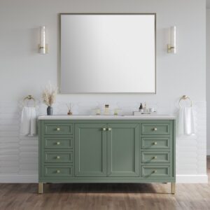 James Martin 305-V60S-SC-3AF Chicago 60 Inch Smokey Celadon Single Sink Vanity with 3 cm Arctic Fall Top