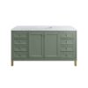 James Martin 305-V60S-SC-3CAR Chicago 60 Inch Smokey Celadon Single Sink Vanity with 3 cm Carrara Marble Top