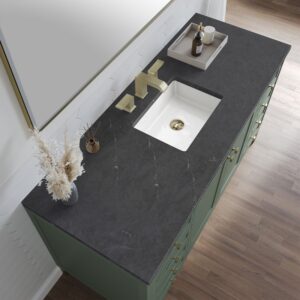 James Martin 305-V60S-SC-3CSP Chicago 60 Inch Smokey Celadon Single Sink Vanity with 3 cm Charcoal Soapstone Top