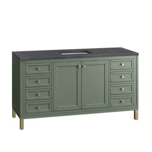 James Martin 305-V60S-SC-3CSP Chicago 60 Inch Smokey Celadon Single Sink Vanity with 3 cm Charcoal Soapstone Top