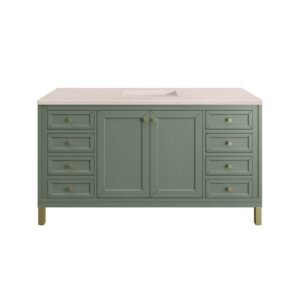 James Martin 305-V60S-SC-3EMR Chicago 60 Inch Smokey Celadon Single Sink Vanity with 3 cm Eternal Marfil Top