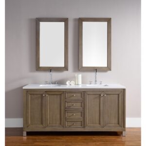 James Martin 305-V72-3WZ Chicago 72 Inch Double Vanity with 3cm White Zeus Quartz Top