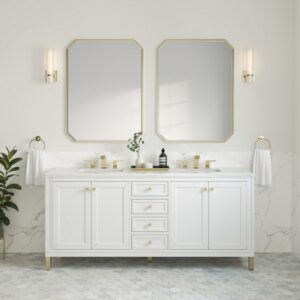 James Martin 305-V72-GW-3AF Chicago 72 Inch Glossy White Double Sink Vanity with 3 cm Arctic Fall Top