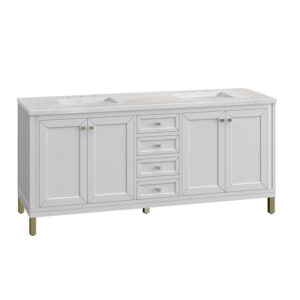 James Martin 305-V72-GW-3AF Chicago 72 Inch Glossy White Double Sink Vanity with 3 cm Arctic Fall Top