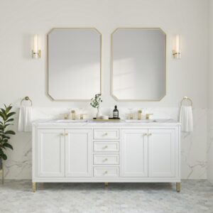 James Martin 305-V72-GW-3ENC Chicago 72 Inch Glossy White Double Sink Vanity with 3 cm Ethereal Noctis Top