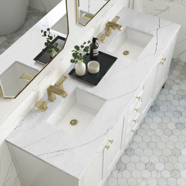 James Martin 305-V72-GW-3ENC Chicago 72 Inch Glossy White Double Sink Vanity with 3 cm Ethereal Noctis Top