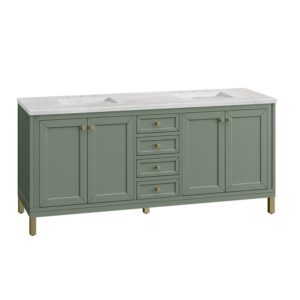 James Martin 305-V72-SC-3AF Chicago 72 Inch Smokey Celadon Double Sink Vanity with 3 cm Arctic Fall Top