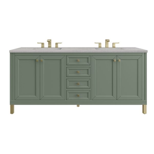 James Martin 305-V72-SC-3ESR Chicago 72 Inch Smokey Celadon Double Sink Vanity with 3 cm Eternal Serena Top