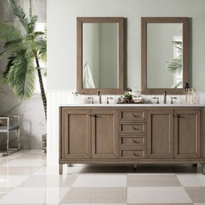 James Martin 305-V72-WWW Chicago 72 Inch Double Vanity in Whitewashed Walnut