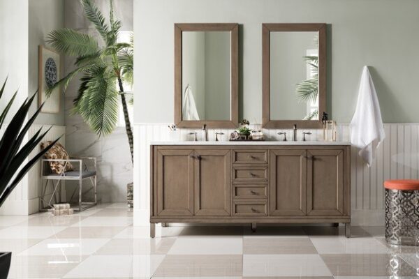 James Martin 305-V72-WWW Chicago 72 Inch Double Vanity in Whitewashed Walnut