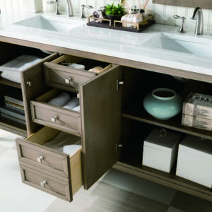 James Martin 305-V72-WWW-3AF Chicago 72 Inch Whitewashed Walnut Double Vanity with 3 cm Arctic Fall Solid Surface Top