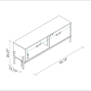 Manhattan Comfort Bowery 55.12 TV Stand with 2 Shelves in White and Oak