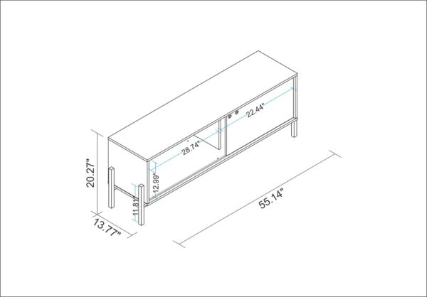 Manhattan Comfort Bowery 55.12 TV Stand with 2 Shelves in White and Oak