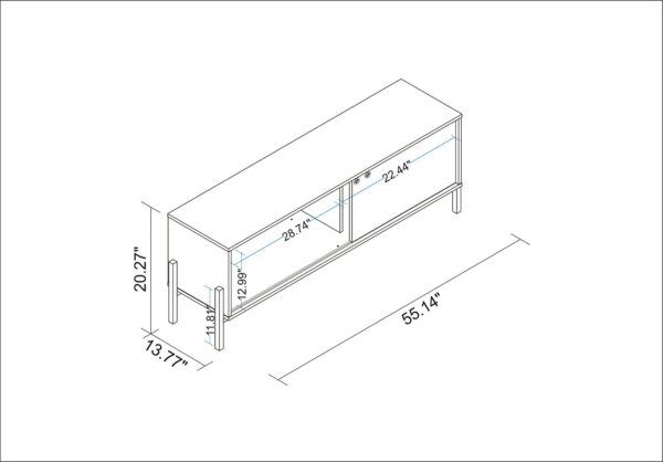 Manhattan Comfort Bowery 55.12 TV Stand with 2 Shelves in Black and Oak