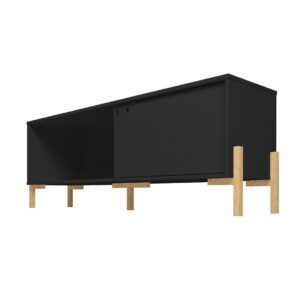 Manhattan Comfort Bowery 55.12 TV Stand with 2 Shelves in Black and Oak