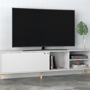 Manhattan Comfort Bowery 72.83 TV Stand with 4 Shelves in White and Oak