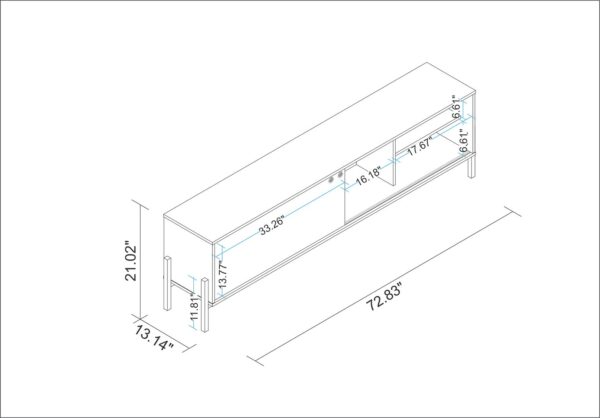 Manhattan Comfort Bowery 72.83 TV Stand with 4 Shelves in White and Oak