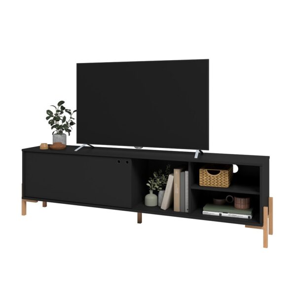 Manhattan Comfort Bowery 72.83 TV Stand with 4 Shelves in Black and Oak