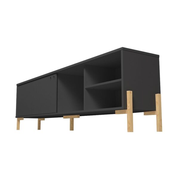 Manhattan Comfort Bowery 72.83 TV Stand with 4 Shelves in Black and Oak