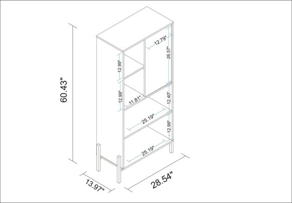 Manhattan Comfort Bowery Bookcase with 5 Shelves in Black and Oak